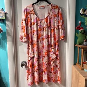 Ava Sky Dress Shaw - Mahogany Retro Bloom